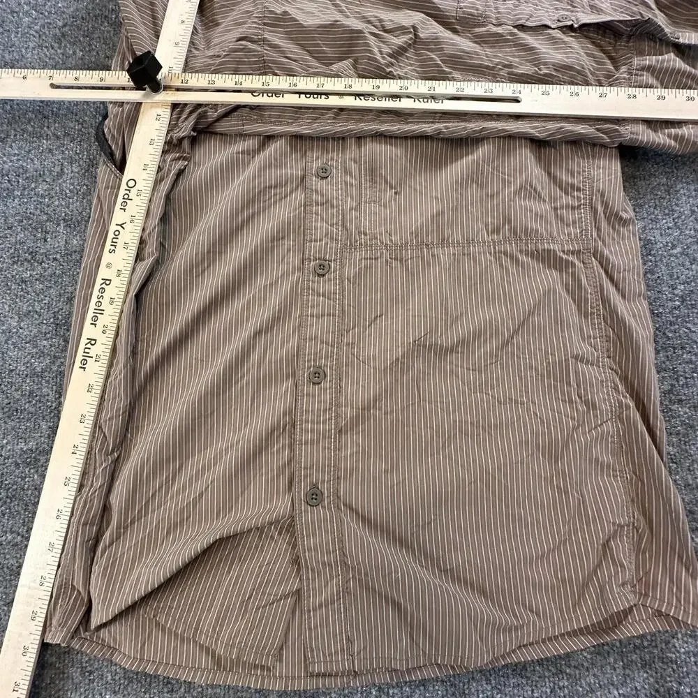 The North Face Mens Striped Nylon Long Sleeve Hiking Shirt Brown Large AJDY